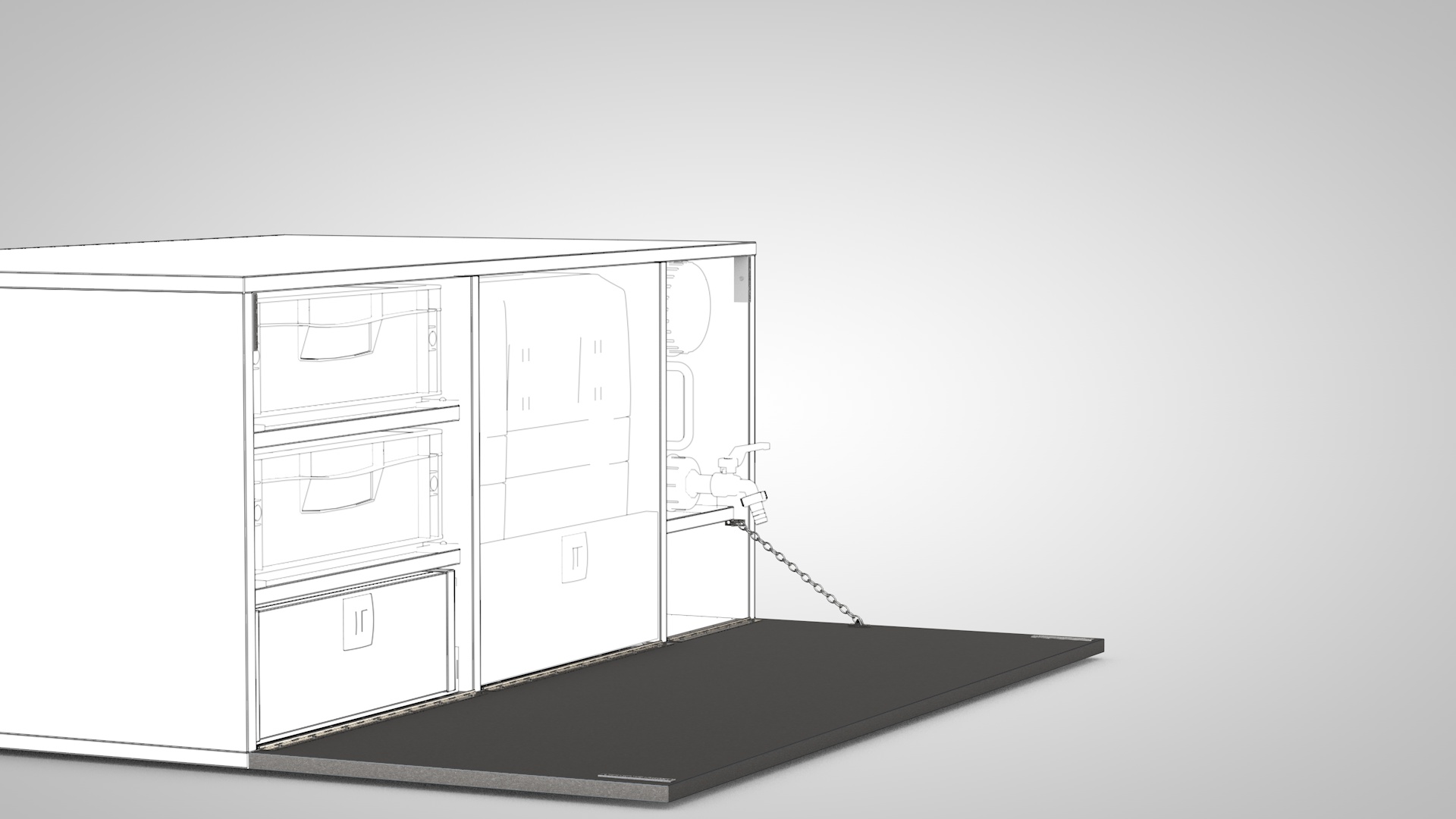 Eurobox Camping Küchenmodul mit Kühlbox und Frontklappe für