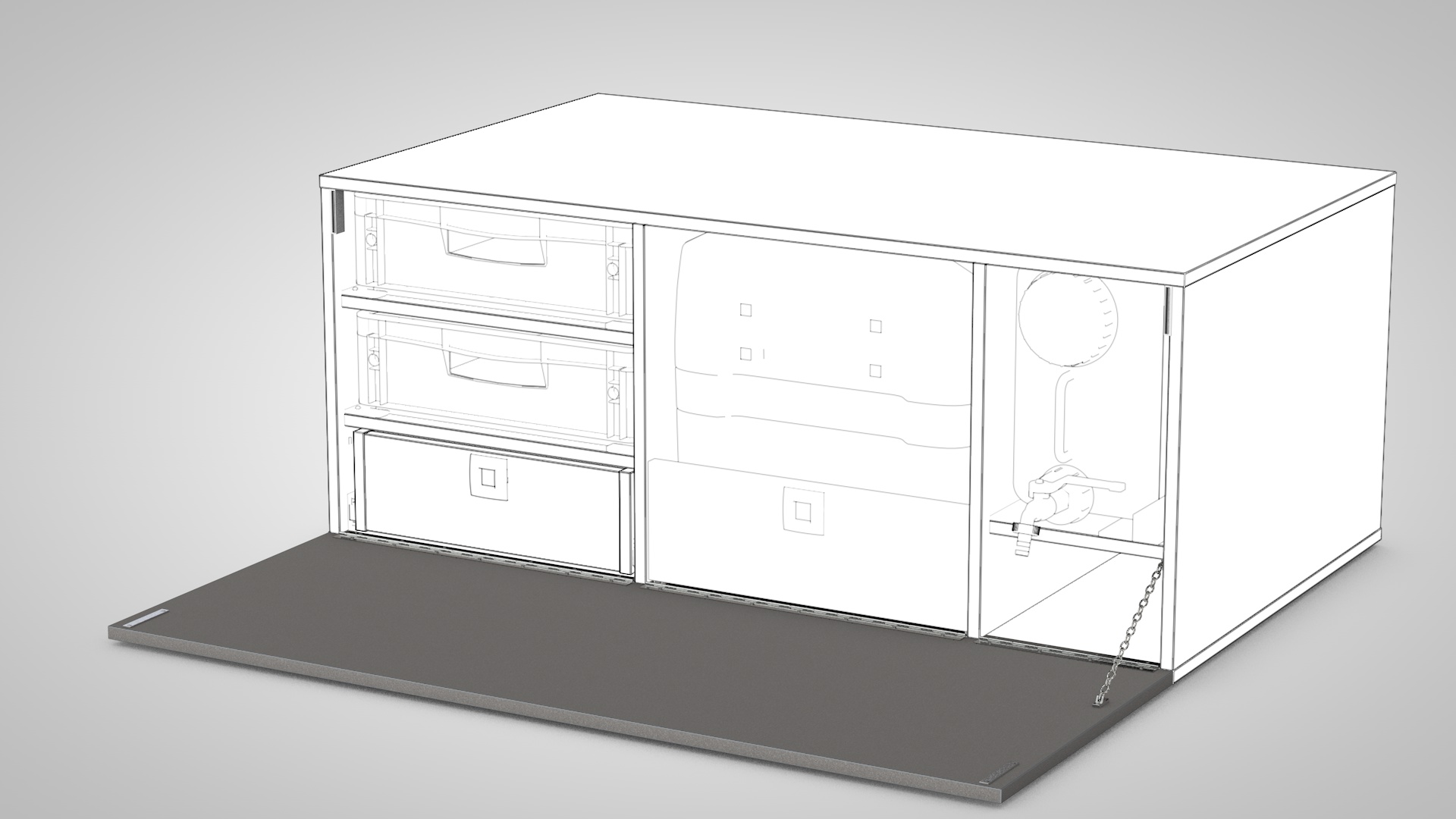 Eurobox Camping Küchenmodul mit Kühlbox und Frontklappe für