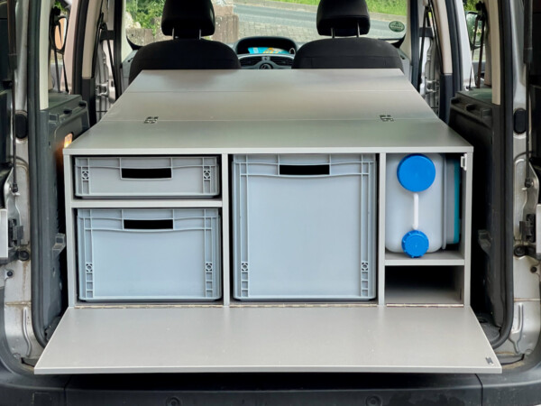 Eurobox Campingküche mit Bettsystem für den Microcamper-Ausbau